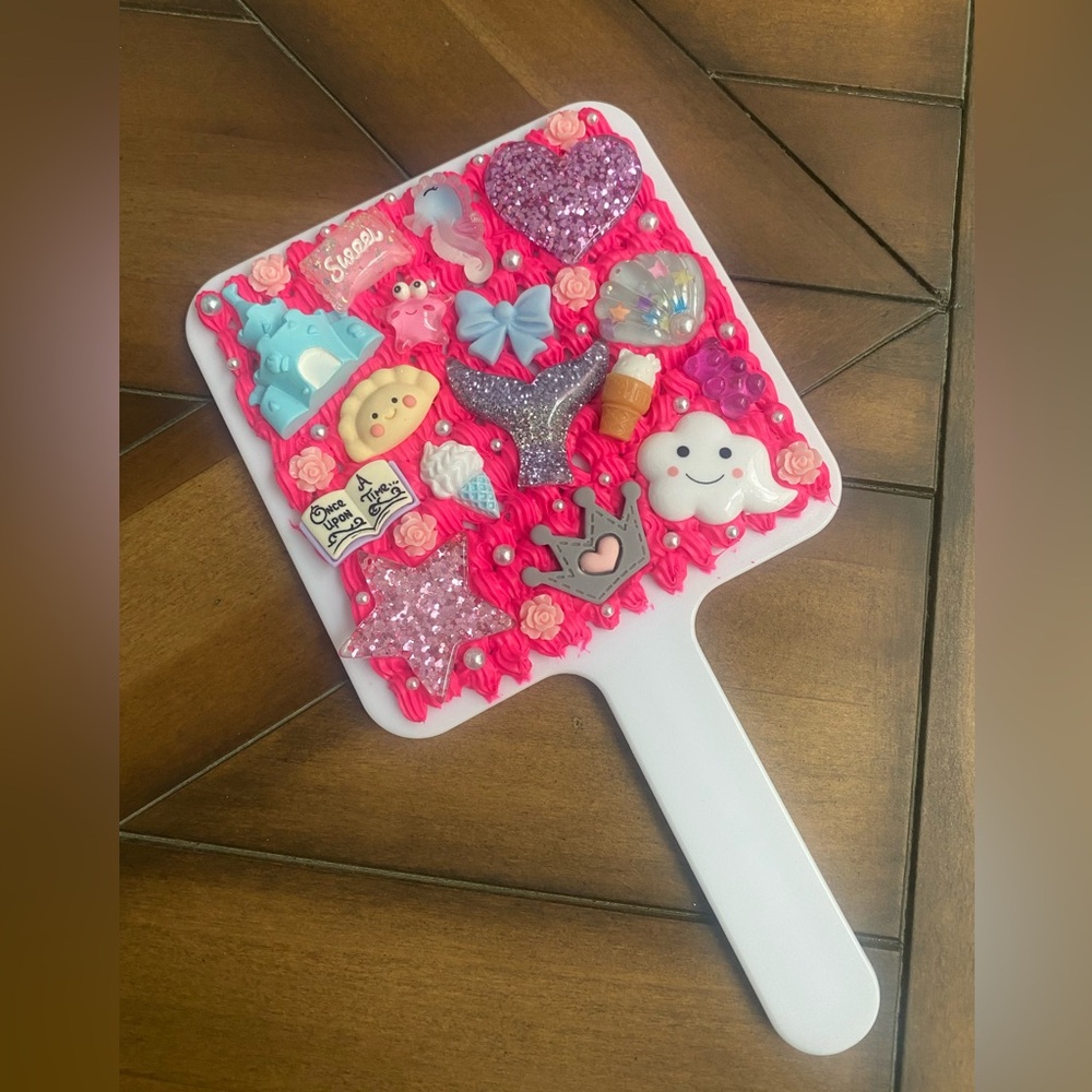 Hot Pink Handmade Decoden Mirror
